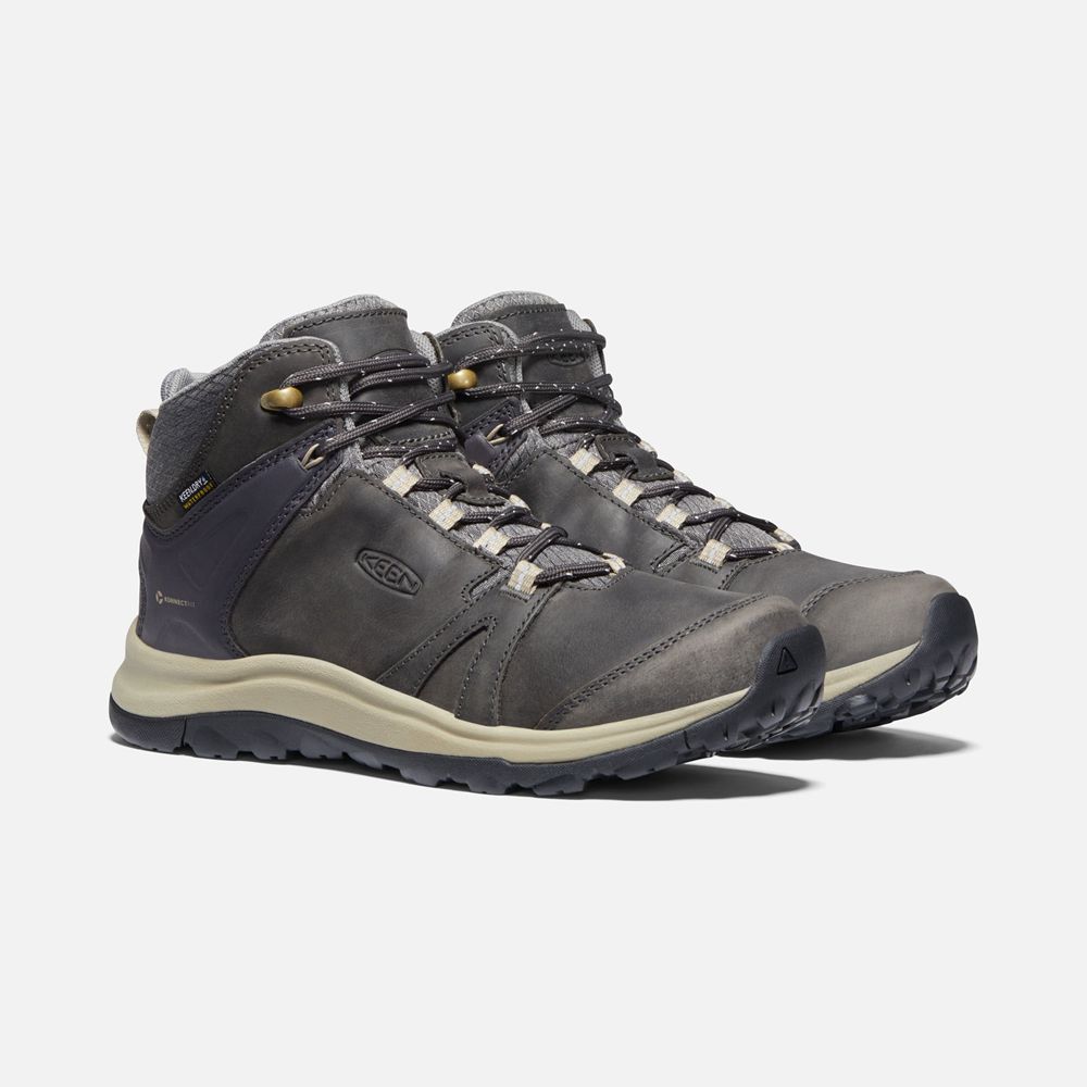 Keen Laarzen Dames Donker Grijs - Terradora Ii Leern Waterproof - 08517-ZJPE